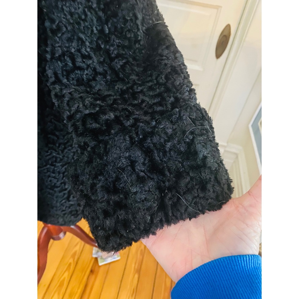50 VTG Black Persian Lamb Fur Coat luxury old money rockabilly - Picture 9 of 12